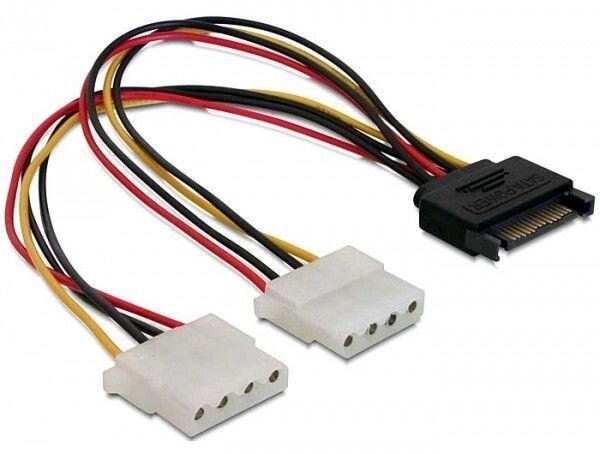 Перехідник живлення SATA 15pin на 2 MOLEX IDE подовжувач кабель 18AWG від компанії Premium - фото 1