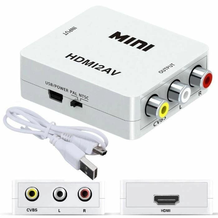 Перетворювач конвертер HDMI2AV адаптер HDMI-&gt, тюльпани/AV/HDMI2RCA від компанії Premium - фото 1