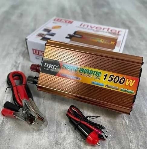 Перетворювач напруги, автомобільний інвертор UKC 12V-220V 1500W від компанії Premium - фото 1