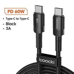 Toocki Type-c to Type-c 60 W 3 A 0.5m Кабель швидкого заряджання