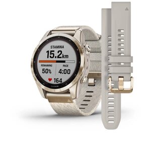 Смарт-годинник Garmin Fenix 7S Sapphire Solar Cream G. Titanium w. Cream H. Nylon Band (010-02539-39)