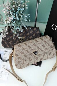 Сумка GUESS клатч бежева, коричнева Гесс сумка жіноча