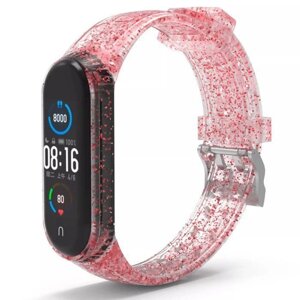 Ремінець із блискітками Glitter Strap для Xiaomi Mi Band 5 6 Red