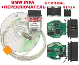 BMW INPA діагностичний сканер K+DCAN + перемикач FT232RL OBD2 обд