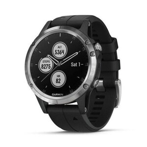 Спортивний годинник Garmin Fenix 5 Plus Silver with Black Silicone (010-01988-60)