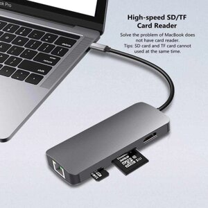 SYIADX USB C Hub, 8 в 1 портативний хаб концентратор