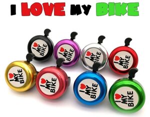 Дзвінок метал + пластик I LOVE MY BIKE багато кольорів вело для велосипеда