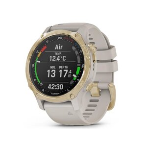 Спортивний годинник Garmin Descent Mk2S Light Gold with Light Sand Silicone Band (010-02403-01)