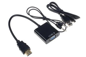 Конвертер перехідник HDMI-&gt, VGA USB-живлення +звук + кабель HDMI2VGA T2 т2