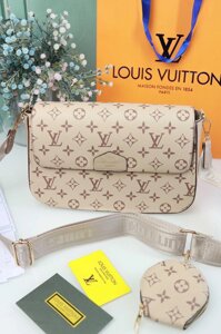 Сумка Louis Vuitton 2 в 1 клатч Луї Вітон чорна, коричнева, бежева