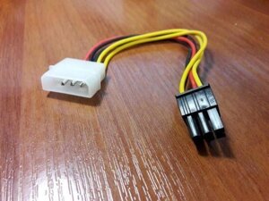 Перехідник 1x MOLEX 4 Pin to 1x 6 Pin PCI-E GPU подовжувач кабель