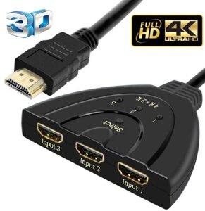 HDMI 4K свіч із 3х в 1 сплітер switch перемикач комутатор світч