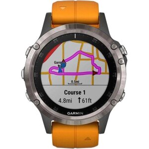 Смарт-годинник Garmin Fenix 5 Plus Sapphire Orange (010-01988-05/04)