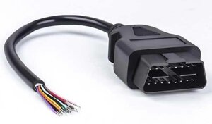 Кабель подовжувач OBD2 20 см ОБД 16-pin ПАА під паяння розпайку