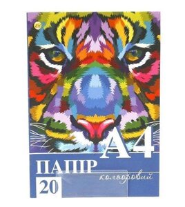 Кольоровий папір Тетрада ТЕ263,20шт,А4, цветная бумага Тетрада ТЕ263