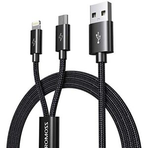 Зарядний кабель Romoss 2 в 1 Lightning і Micro USB 1,5 метра НЕЙЛОН