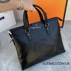 Чоловічий шкіряний портфель Versace Версачі шкіряний чоловічий