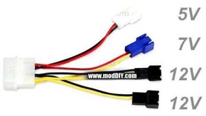 Перехідник для кулера MOLEX -&gt, 4 шт. 5в + 7в + 2х 12в 3 pin hub CASE FAN