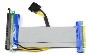 Райзер PCI-E 8 x -&gt, 16x гнучкий із живленням MOLEX подовжувач шлейф Riser