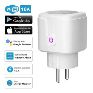 Elivco Розумна Розетка з таймером, 16 А, Wi-Fi Alexa Google Home Tuya App