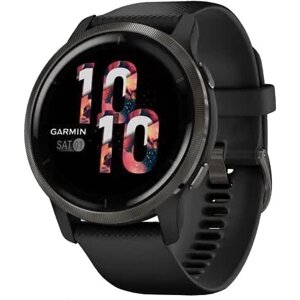 Смарт-годинник Garmin Venu 2 Slate Stainless Steel Bezel with Black Case and Silicone Band (010-02430-11/01)