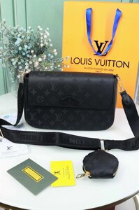 Сумка жіноча клатч Louis Vuitton чорна шахи через плече Луї