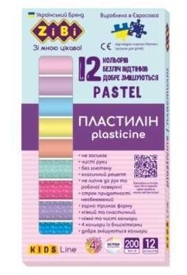 Пластилін Zibi KIDS Line PASTEL 12 кольорів, 200 г (8 пастель + 4 глітер) від компанії Premium - фото 1