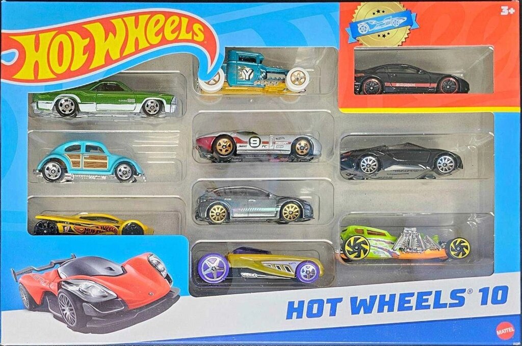 Подарунковий набір із 10 машинок Хот Вілс. Hot Wheels оригінал від компанії Premium - фото 1