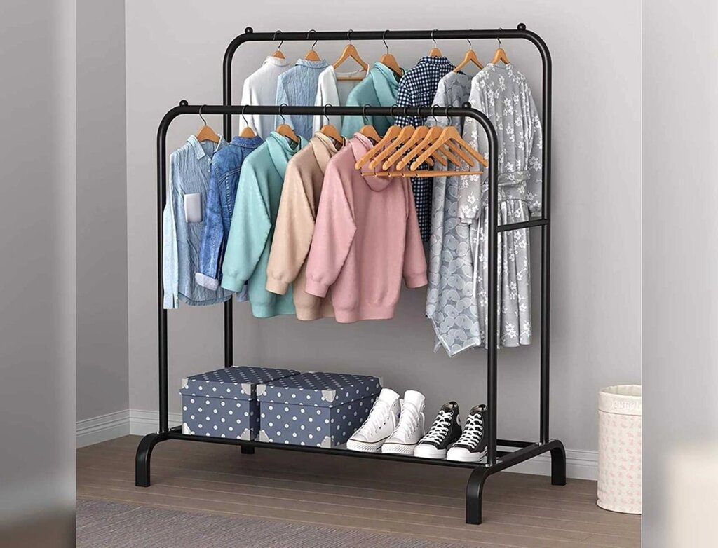 Подвійна стійка вішалка для одягу двойная вешалка Double Floor Hanger від компанії Premium - фото 1