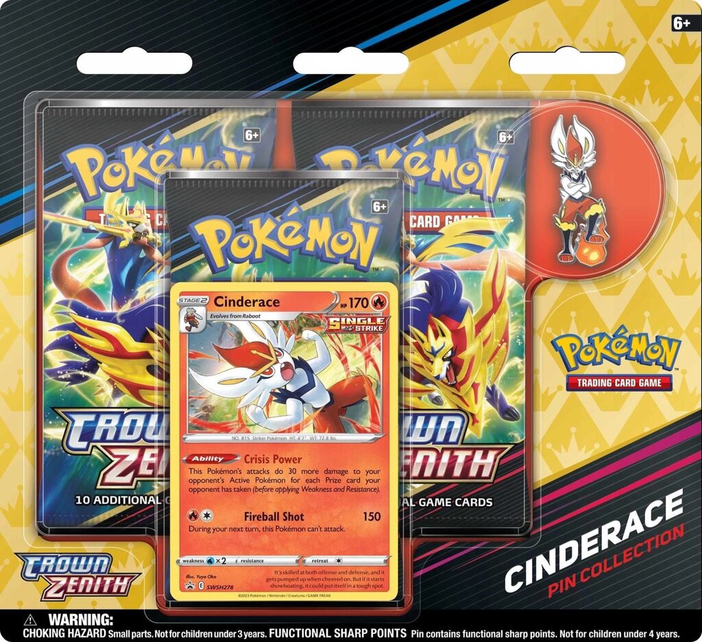 Pokemon TCG: Crown Zenith Pin Collection Cinderace від компанії Premium - фото 1