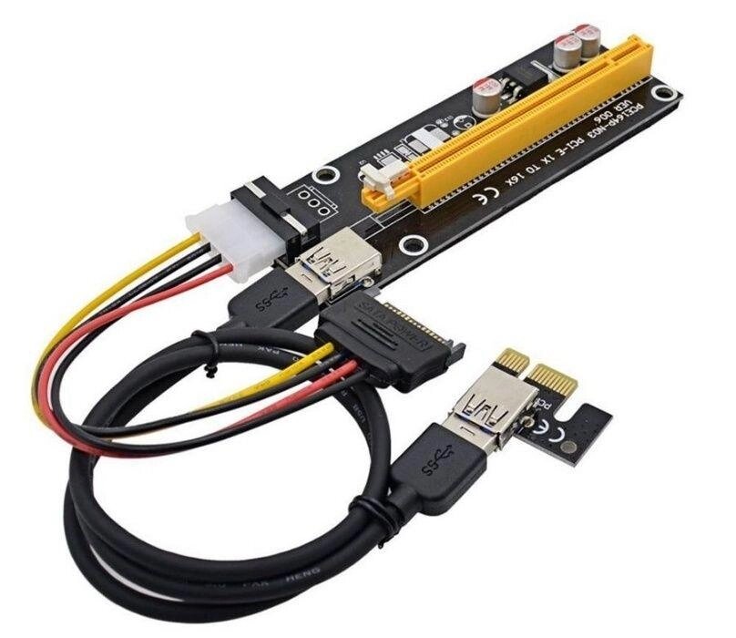 Райзер молекс 002 60см USB PCI-E 1-16x molex від компанії Premium - фото 1