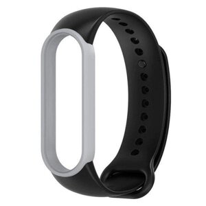 Ремінець MiJobs Double Color для Xiaomi Mi Band 5 6 Black Grey