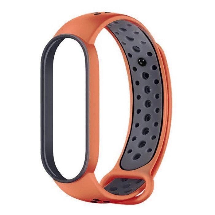 Ремінець Double Color Strap для Xiaomi Mi Band 5 6 OrangeGrey від компанії Premium - фото 1