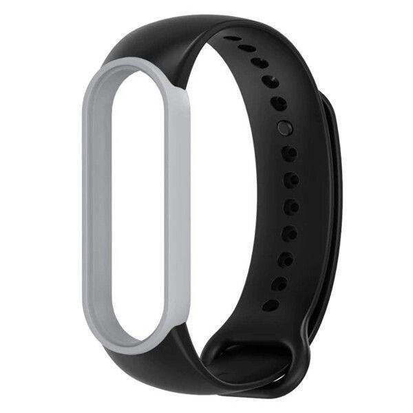 Ремінець MiJobs Double Color для Xiaomi Mi Band 5 6 Black Grey від компанії Premium - фото 1