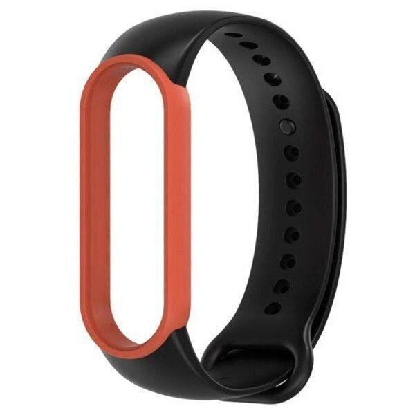 Ремінець MiJobs Double Color для Xiaomi Mi Band 5 6 Black Orange від компанії Premium - фото 1