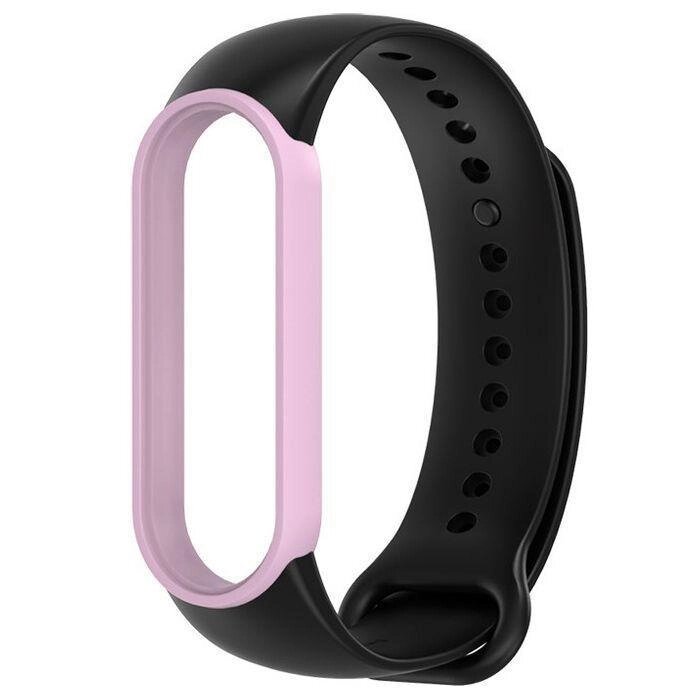 Ремінець MiJobs Double Color для Xiaomi Mi Band 5 6 Black Pink від компанії Premium - фото 1