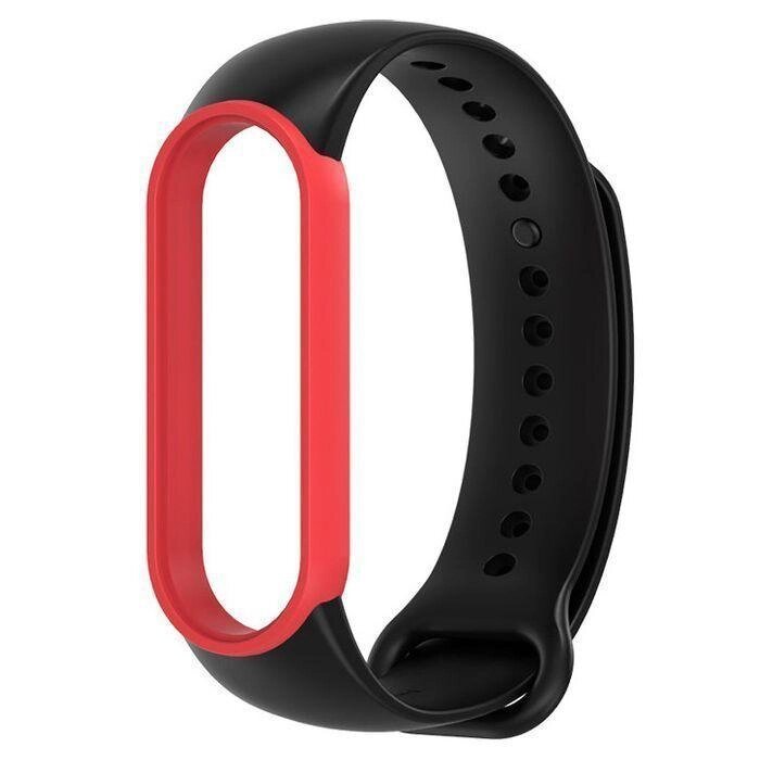 Ремінець MiJobs Double Color для Xiaomi Mi Band 5 6 Black Red від компанії Premium - фото 1