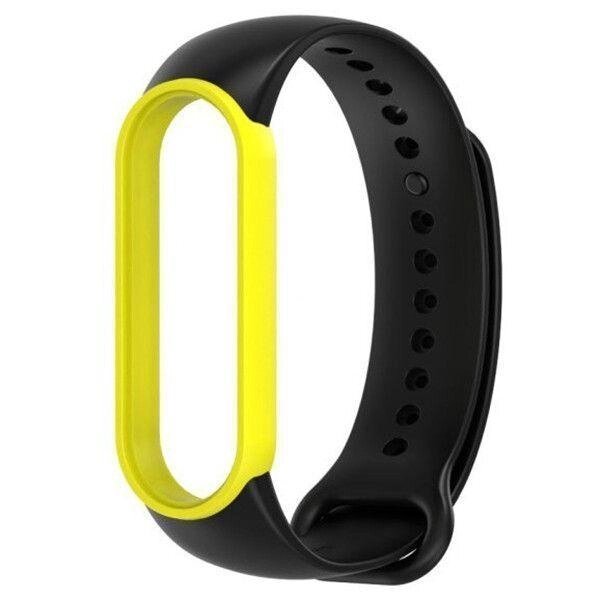 Ремінець MiJobs Double Color для Xiaomi Mi Band 5 6 Black Yellow від компанії Premium - фото 1