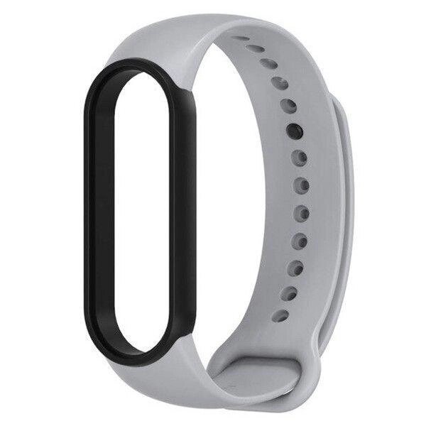 Ремінець MiJobs Double Color для Xiaomi Mi Band 5 6 Grey Black від компанії Premium - фото 1