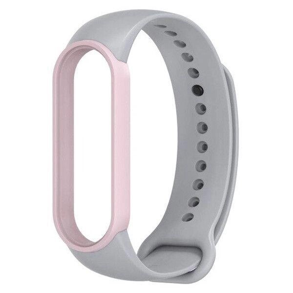 Ремінець MiJobs Double Color для Xiaomi Mi Band 5 6 Grey Pink від компанії Premium - фото 1