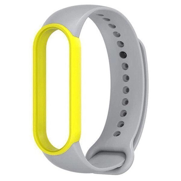 Ремінець MiJobs Double Color для Xiaomi Mi Band 5 6 Grey Yellow від компанії Premium - фото 1