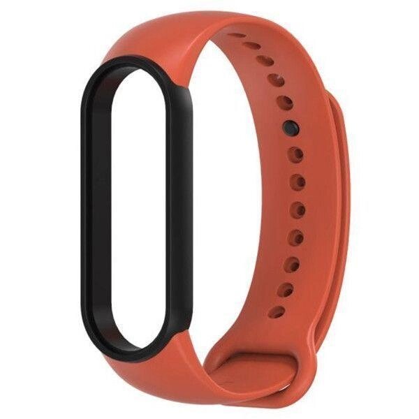 Ремінець MiJobs Double Color для Xiaomi Mi Band 5 6 Orange Black від компанії Premium - фото 1