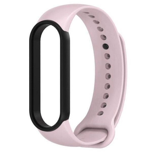 Ремінець MiJobs Double Color для Xiaomi Mi Band 5 6 Pink Black від компанії Premium - фото 1