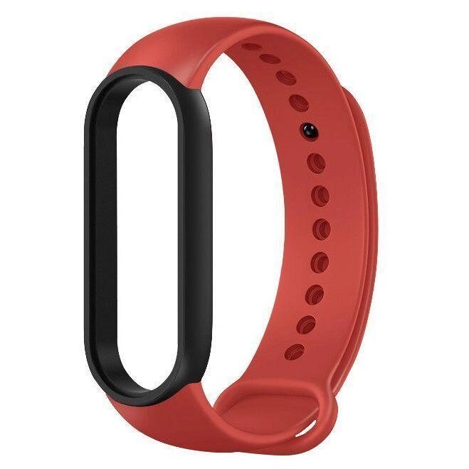 Ремінець MiJobs Double Color для Xiaomi Mi Band 5 6 Red Black від компанії Premium - фото 1