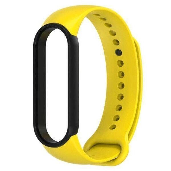 Ремінець MiJobs Double Color для Xiaomi Mi Band 5 6 Yellow Black від компанії Premium - фото 1