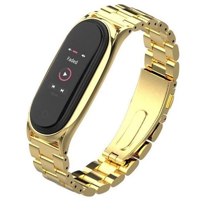 Ремінець MiJobs Metal Strap для Xiaomi Mi Band 3 4 5 6 Gold від компанії Premium - фото 1