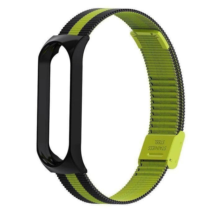 Ремінець Milanese Loop Strap для Xiaomi Mi Band 5 6 Black Green від компанії Premium - фото 1