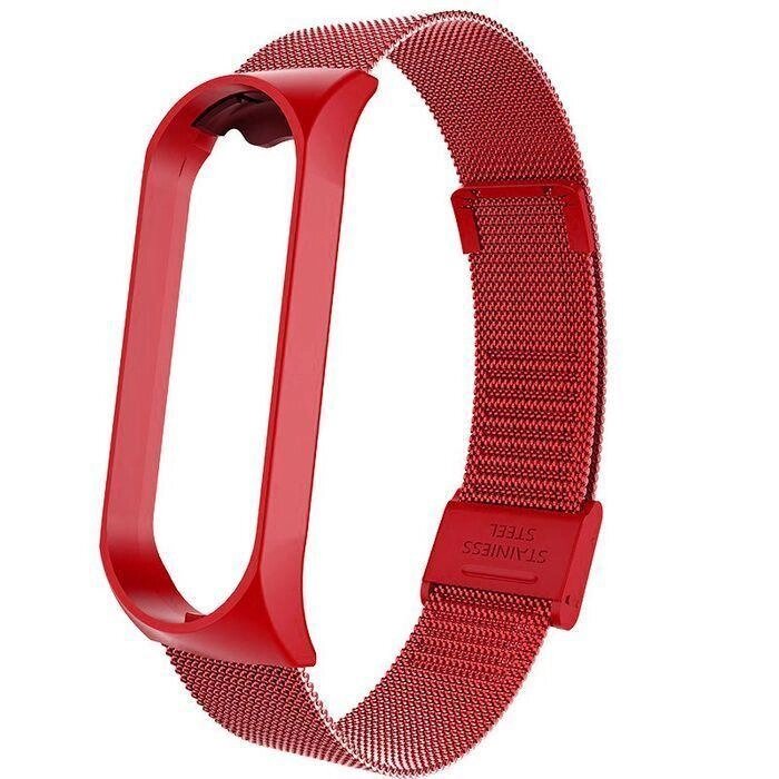 Ремінець Milanese Loop Strap для Xiaomi Mi Band 5 6 Red від компанії Premium - фото 1