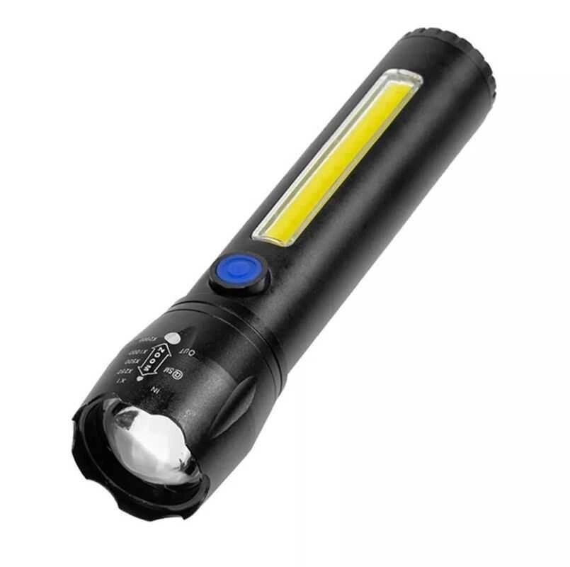 Ручний акумуляторний ліхтар Flashlight C62, cob+led від компанії Premium - фото 1