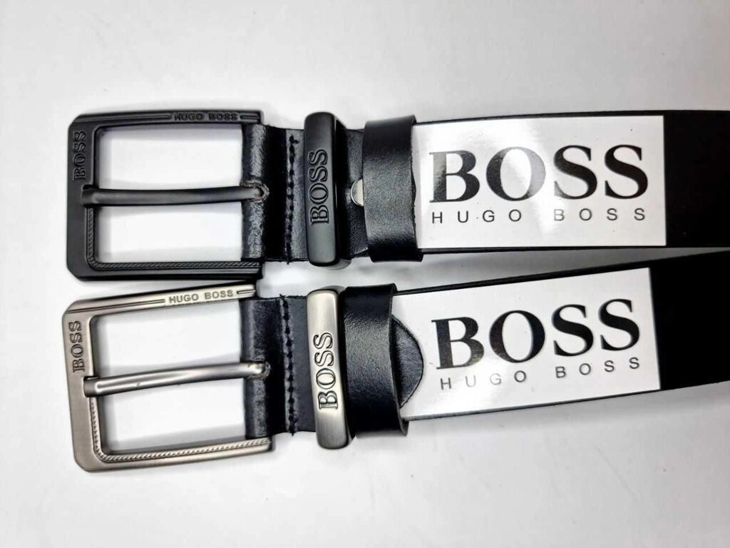 Шкіряний ремень, пасок HUGO BOSS I Шкіряний ремінь від компанії Premium - фото 1